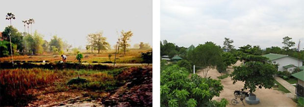 Le Wat Opot, avant et après: la photo de gauche a été prise en 2001 et celle de droite, presque exactement au même endroit, en 2007. Le Wat Opot, avant et après: la photo de gauche a été prise en 2001 et celle de droite, presque exactement au même endroit, en 2007.